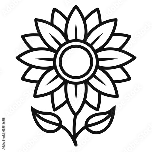Perfectly Bloomed Sunflower with Symmetrical Petals