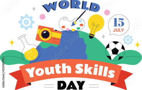 Flat Style Youth Skills Day Illustration for Education Theme