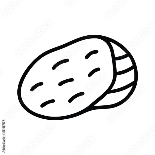 Simple line art illustration of a peanut shell food snack nut allergy healthy protein source icon vector drawing