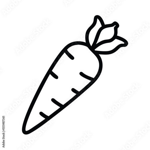 Outline drawing of a fresh carrot vegetable for healthy eating and vegan diet illustration vector clip art