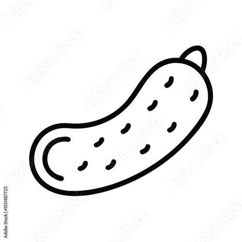 Outline drawing of a fresh green pickle vegetable for healthy eating and food preparation illustration