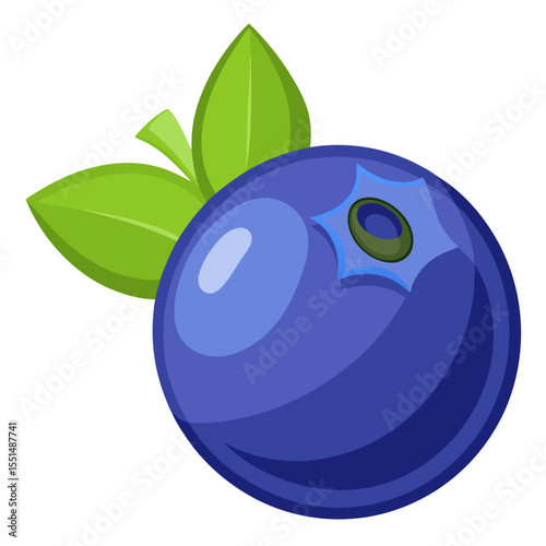 Stylized Vaccinium Myrtillus Berry Vector Art on White