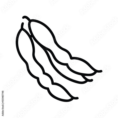 Outline drawing of fresh green beans vegetable for healthy eating and cooking recipes vector illustration