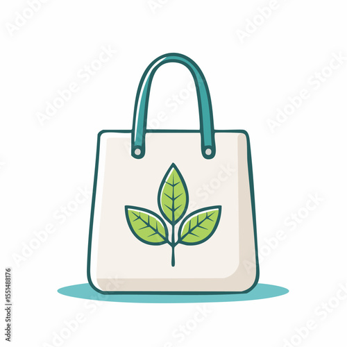Ecofriendly tote bag with green leaf emblem simple design