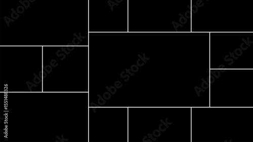 Vector empty photo frame. Collage template for 13 pictures. Frames for memory.
