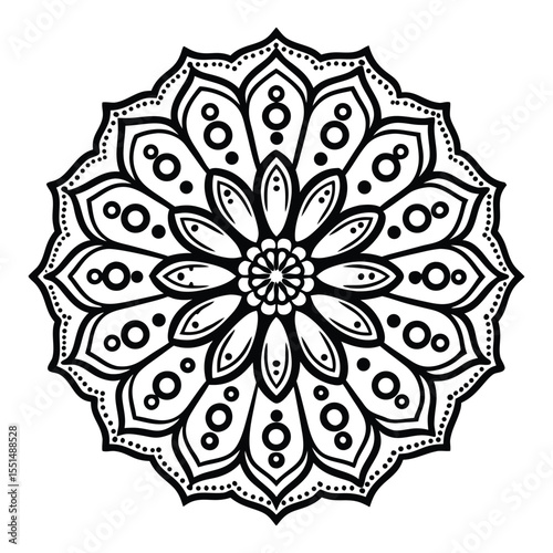 Vintage round lace mandala pattern with floral ethnic ornament, perfect for vector art decoration or seamless Indian-inspired wallpaper design