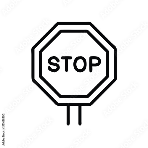 Stop sign vector icon illustration road traffic symbol warning attention safety caution regulatory control 100