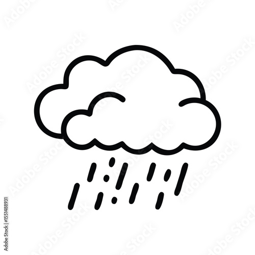 Rain cloud vector icon, weather forecast symbol, rainy season illustration, simple line art, outline 100