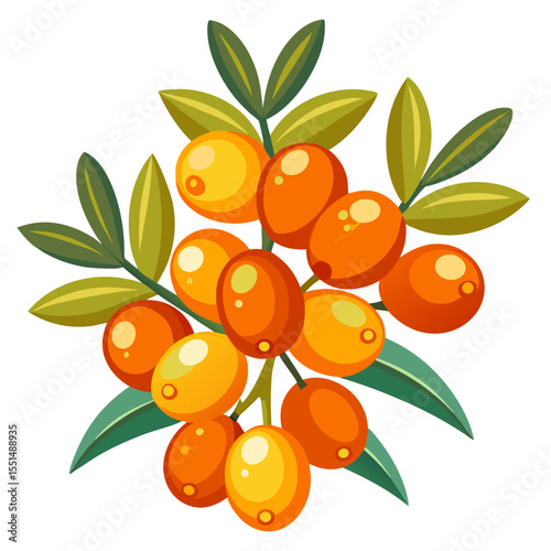 Minimalist Sea Buckthorn Icon for Health and Cosmetic Products
