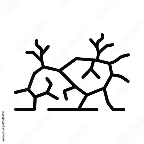 Cracked ground drought earth fissure soil fracture dry land desertification climate change vector icon