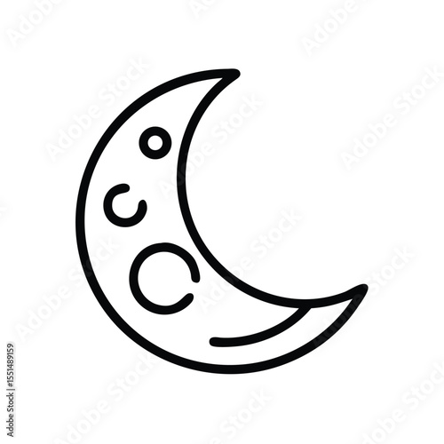 Crescent moon vector icon astrology astronomy night sky celestial phase outline simple graphic design element