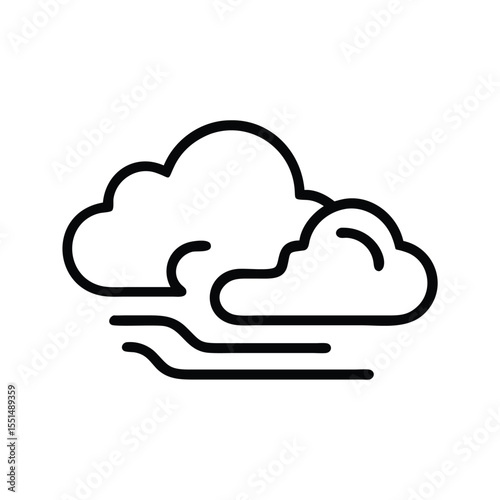 Weather forecast icon showing cloudy and windy conditions for design and illustration purposes today