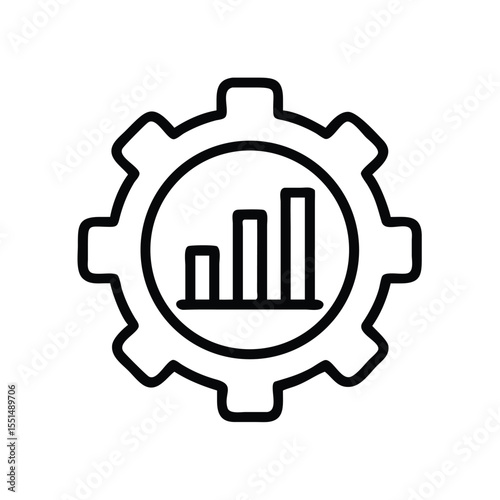Gear chart icon for business performance analysis and process optimization and data visualization