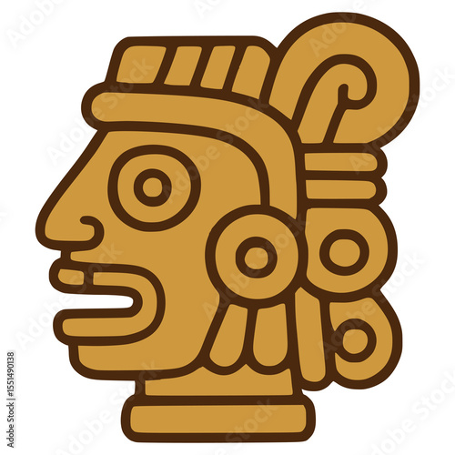man aztec symbol vintage culture people flat color vector illustration template design