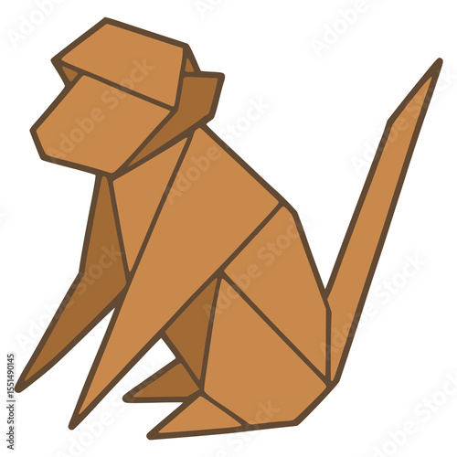 monkey origami animal papercraft hobby flat color vector illustration template design