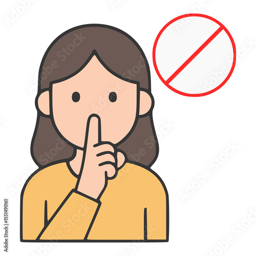 quiet please symbol sign flat color vector illustration template design