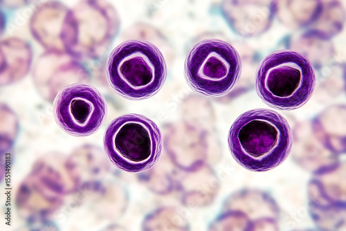 Blastocystis hominis parasite showing typical appearance with central vacuole