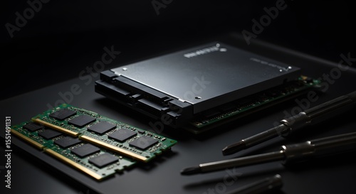 SSD and RAM Modules Prepared for Installation
