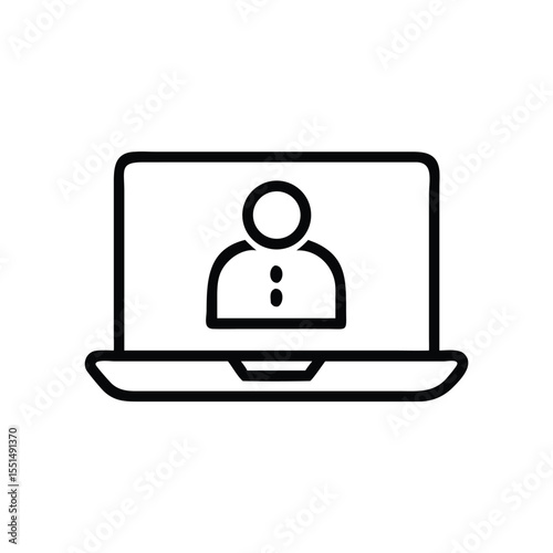 Online meeting icon vector, remote work, video conference, webinar, virtual call, distance learning concept