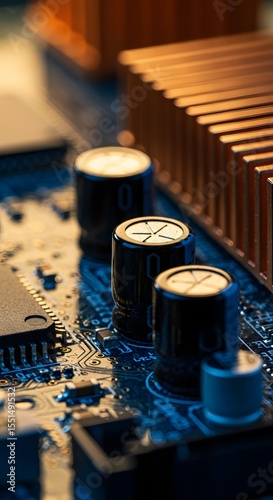 Close-up View of Motherboard Electronics
