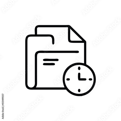Scheduled document file paper time clock deadline appointment reminder task management icon vector graphic