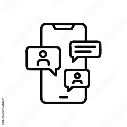 Mobile phone chat application vector icon for social media communication and messaging app design element