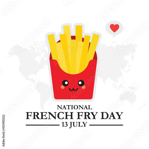 National French Fry Day vector design template. french fry vector illustration. snack illustration. vector eps 10. National French Fry Day Vector.