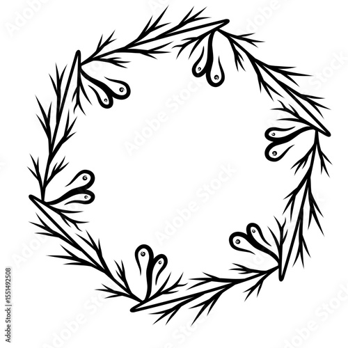  vector flower frame, tropical leaves, floral border, wildflower, eucalyptus wreath, branches. Ornament of botanical silhouette element vector. Nature card in minimal line style