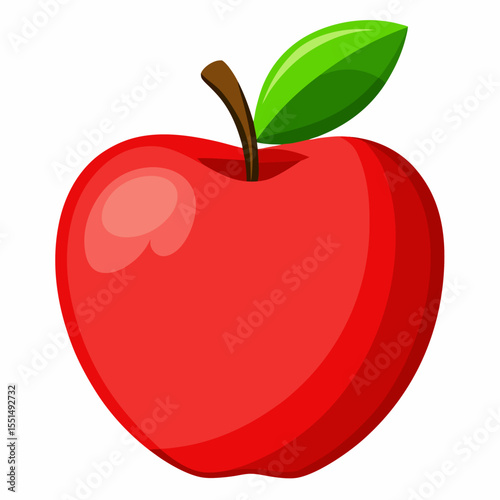 Cartoon Illustration of a Red Apple vibrant red