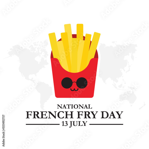 National French Fry Day vector design template. french fry vector illustration. snack illustration. vector eps 10. National French Fry Day Vector.