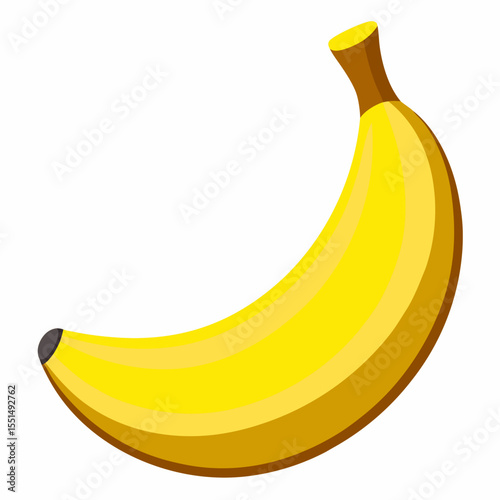 Single Ripe Banana Illustration vibrant yellow banana depicted