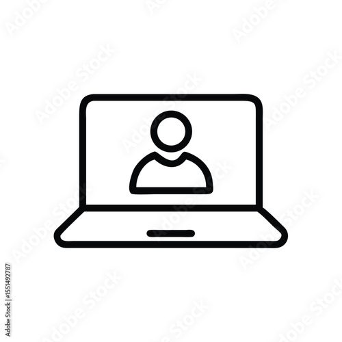 Online meeting laptop icon for virtual conference and remote work communication technology concept design