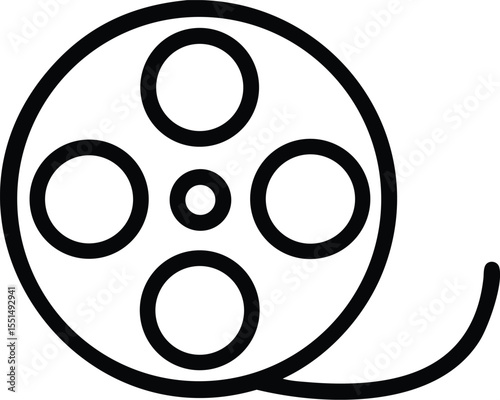 Movie film reel vector icon illustration for cinema industry and entertainment design element concept