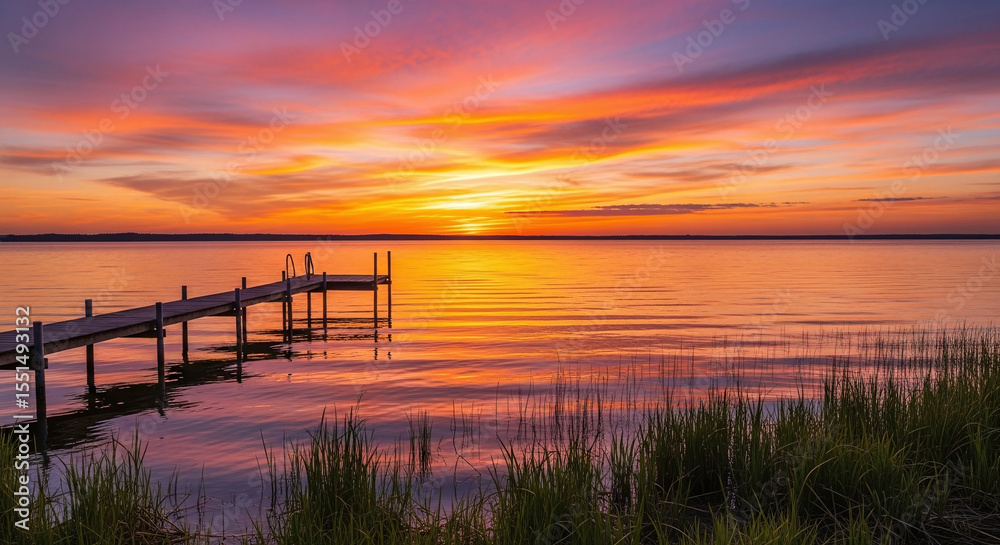 Fototapeta premium sunset over the river