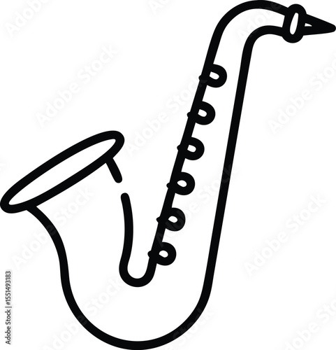Saxophone outline drawing vector illustration of musical instrument for jazz and classical music art