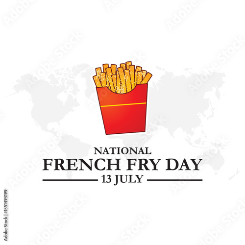 National French Fry Day vector design template. french fry vector illustration. snack illustration. vector eps 10. National French Fry Day Vector.