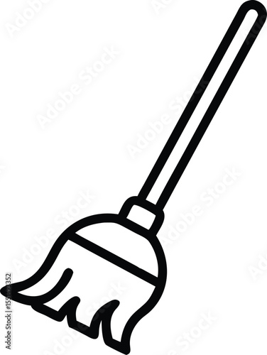 Cleaning mop vector icon illustration, house cleaning tool, floor cleaning equipment and hygiene supply icon