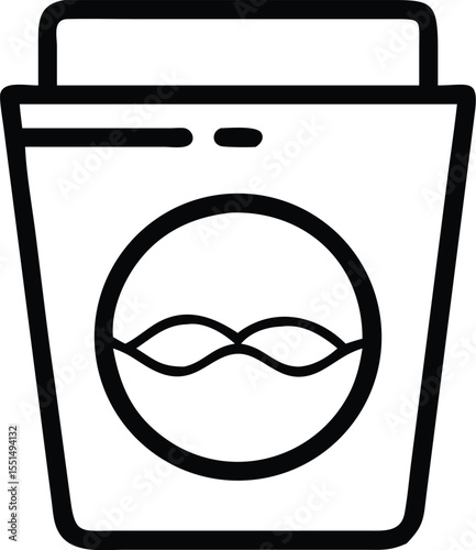 Washing machine vector icon laundry appliance for clothes cleaning and household chores equipment design