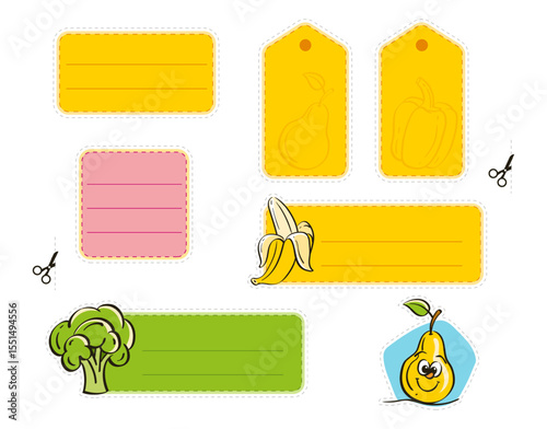 Colorful Fruit and Vegetable Stickers Collection