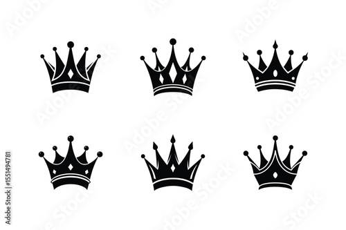 Royal Crown Silhouette Vector Set