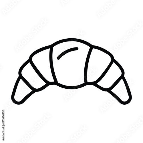 Delicious croissant outline drawing vector illustration breakfast pastry bakery food