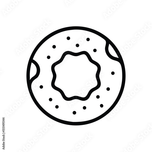 Donut outline vector drawing of sweet dessert pastry treat with sprinkles isolated art