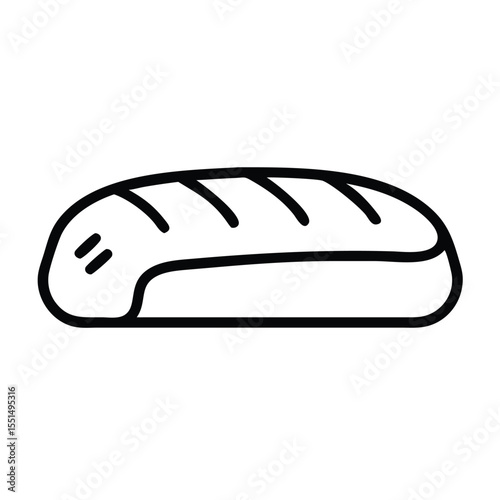 Loaf of bread outline vector illustration for bakery food design and breakfast menu item