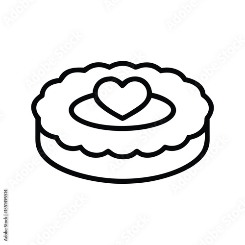 Heart cake vector icon dessert bakery sweet food pastry love valentine birthday party