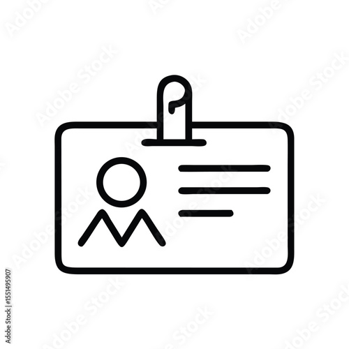 Id card identification badge vector icon employee identity pass outline illustration