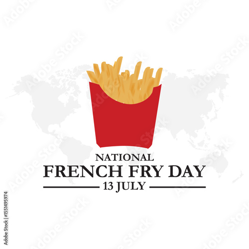 National French Fry Day vector design template. french fry vector illustration. snack illustration. vector eps 10. National French Fry Day Vector.