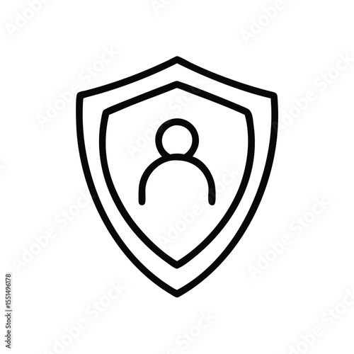 Person security shield icon for data protection and privacy personal information safe