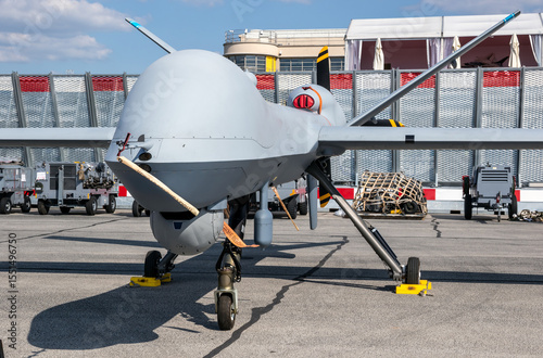 Unmanned aerial vehicle (UAV) military drone 