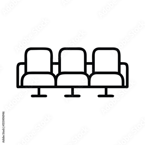 Waiting room seating airport chairs public seating area line art vector graphic design