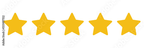 Five stars icon Vector. Five stars customer product rating review flat icon for apps and websites.
